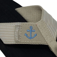 Load image into Gallery viewer, Tidewater Seersucker Anchor Tan Boardwalk Sandals