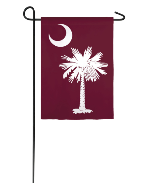 Evergreen South Carolina Palmetto, Burgundy Garden Flag
