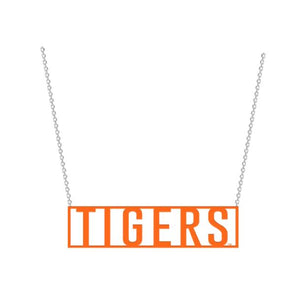 EMERSON STREET CLOTHING CLEMSON "TIGERS" BROOK NECKLACE SILVER