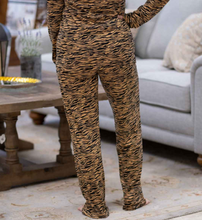 Load image into Gallery viewer, THE ROYAL STANDARD TIGER STRIPE SLEEP PANTS IN BLACK AND CAMEL