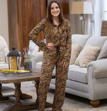 Load image into Gallery viewer, THE ROYAL STANDARD TIGER STRIPE SLEEP PANTS IN BLACK AND CAMEL