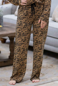 THE ROYAL STANDARD TIGER STRIPE SLEEP PANTS IN BLACK AND CAMEL