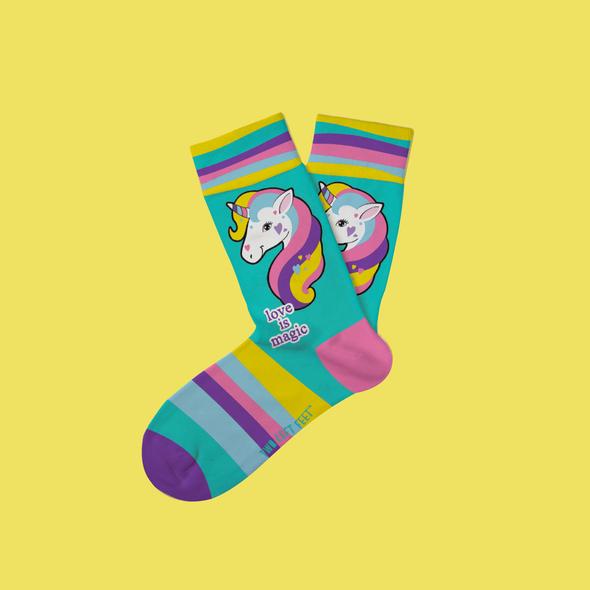 Two Left Feet Kid's Love is Magic Unicorn Everyday Socks