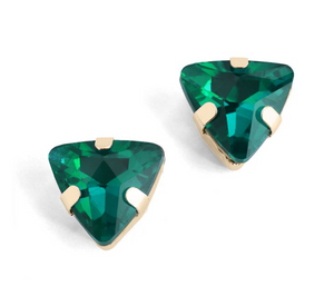 WHISPERS TRIANGLE JEWEL STUD - GREEN