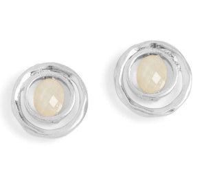 WHISPERS TWO CIRCLE SILVER STUD EARRINGS