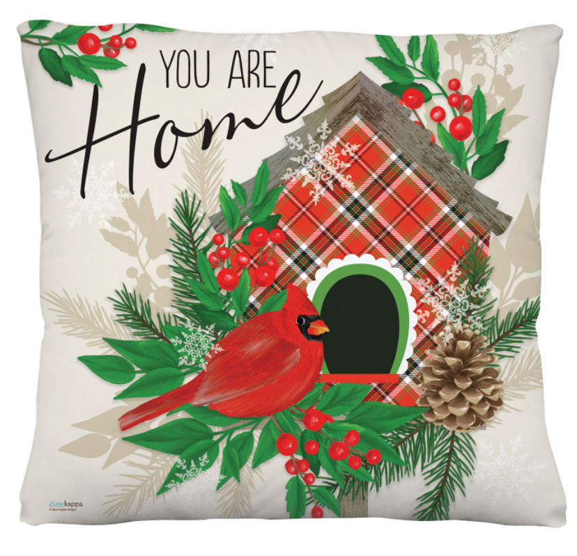 Evergreen Tartan Birdhouse Interchangeable Pillow Cover