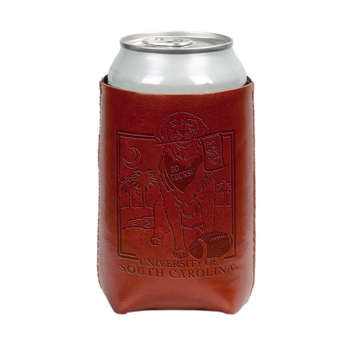 PALMETTO SHIRT CO. USC BROWN DOG FAUX LEATHER KOOZIE