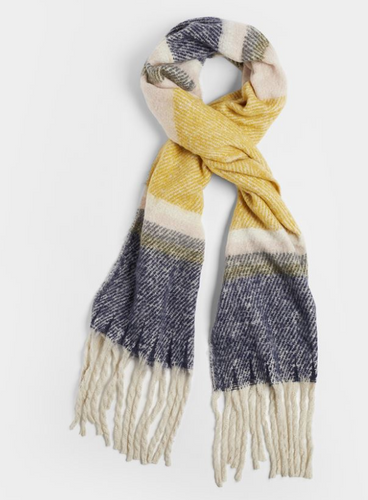 COCO & CARMEN WHITLEY OBLONG SCARF - DENIM/MUSTARD