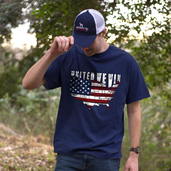 Straight Up Southern United We Win T-shirt - Navy