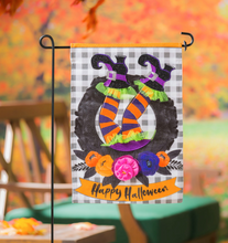 Load image into Gallery viewer, Evergreen Witch Wreath Garden Burlap Flag