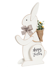 Load image into Gallery viewer, Evergreen Wood Bunny With Artificial Table Décor