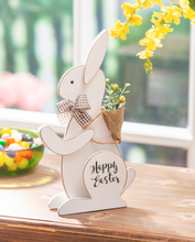 Load image into Gallery viewer, Evergreen Wood Bunny With Artificial Table Décor