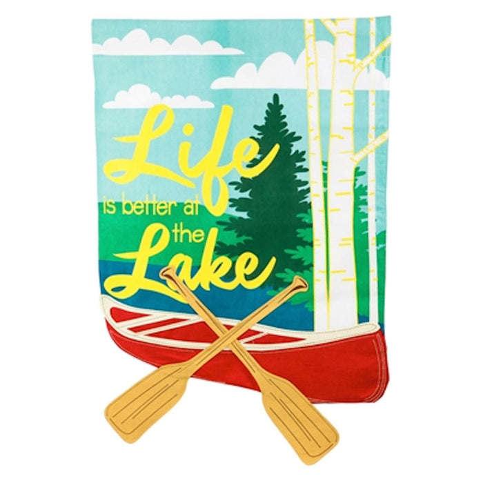 Evergreen Life is Better at the Lake Suede House Flag