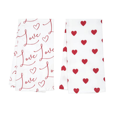 Valentine's Day Love Heart Kitchen Towel Set 2