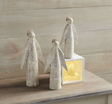Load image into Gallery viewer, Mud Pie White-Washed Mango Wood Angel Sitters