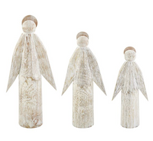 Load image into Gallery viewer, Mud Pie White-Washed Mango Wood Angel Sitters