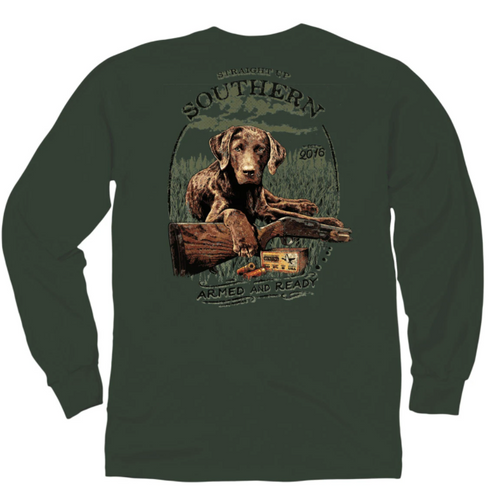 Straight Up Southern Armed And Ready Long Sleeve T-Shirt - Dark Green