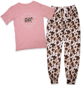 SIMPLY SOUTHERN COLLECTION COW YOUTH PJ T-SHIRT SET