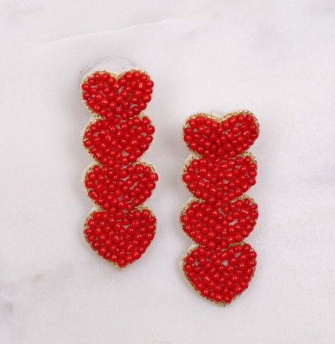 THE ROYAL STANDARD HEARTS BEADED EARRINGS RED 2