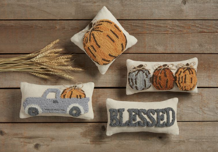 Mud Pie Assorted Mini Fall Hooked Pillows