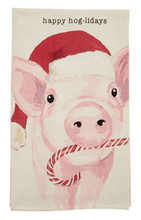 Load image into Gallery viewer, Mud Pie Watercolor Farm Animals Christmas Towels