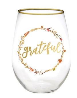 Mary Square Thanksgiving Glass Stemless Wine