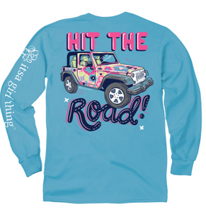 Its A Girl Thing Hit The Road Long Sleeve T-Shirt in Aquatic Blue