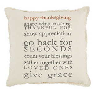 MUD PIE HOLIDAY RULES PILLOWS - THANKSGIVING & MERRY CHRISTMAS