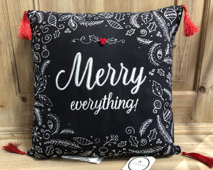 EVERGREEN DOUBLE SIDED BLACK AND SILVER HOLIDAY PILLOW