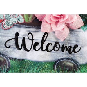 EVERGREEN SPRING GALVANIZED WAGON GARDEN FLAG