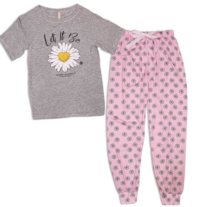 SIMPLY SOUTHERN COLLECTION YOUTH LET IT BE PJ T-SHIRT SET