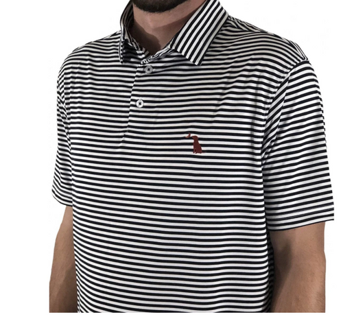 Local Boy Outfitters Black and White Pencil Striped Polo