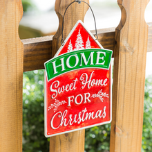 Load image into Gallery viewer, EVERGREEN PRINTED METAL HANGING HOLIDAY GARDEN SIGNS