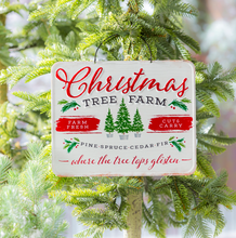 Load image into Gallery viewer, EVERGREEN PRINTED METAL HANGING HOLIDAY GARDEN SIGNS
