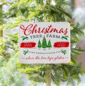 EVERGREEN PRINTED METAL HANGING HOLIDAY GARDEN SIGNS