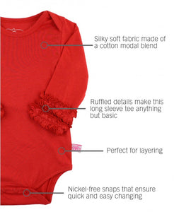 Ruffle Butts Red Ruffled Long Sleeve Layering Bodysuit