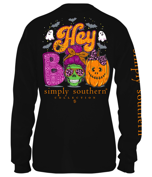 SIMPLY SOUTHERN COLLECTION ADULT BOO CREW LONG SLEEVE T-SHIRT