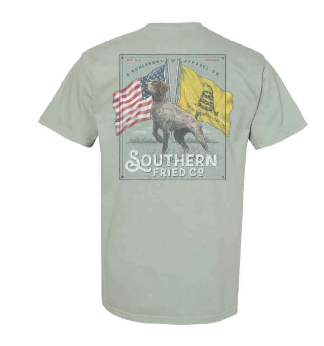 Southern Fried Cotton Pointer Flags Short Sleeve T-Shirt In Bay