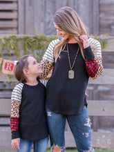 Load image into Gallery viewer, Southern Grace Youth It&#39;s A Vibe Buffalo Plaid and Leopard Waffle Knit Top