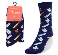 Load image into Gallery viewer, Parquet Ladies School Supplies Crew Socks