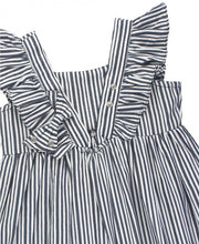Load image into Gallery viewer, RuffleButts Navy Stripe Ruffle Dress