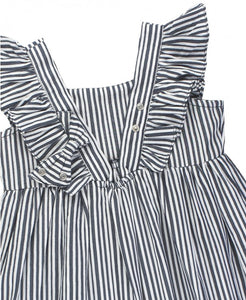 RuffleButts Navy Stripe Ruffle Dress