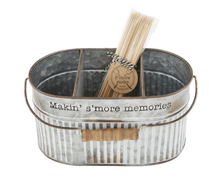 Mud Pie S'More Divided Tin Bucket & Skewer Set