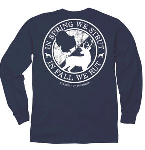 Straight Up Southern Strut Rut Long Sleeve T-Shirt - Navy