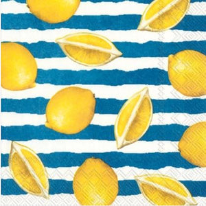 Summer Lemons Blue Paper Lunch Napkins