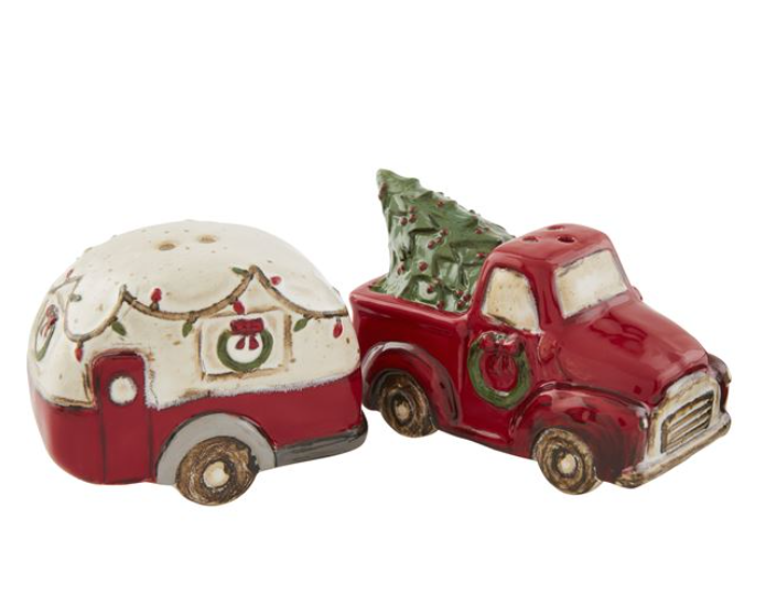 Mud Pie Christmas Truck And Camper Salt And Pepper Shaker Set