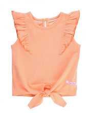 Load image into Gallery viewer, RuffleButts Peach Ruffle Tie Top