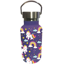 Load image into Gallery viewer, Children Double Wall Stainless Steel Bottle, 11 OZ, Unicorns and Rainbows