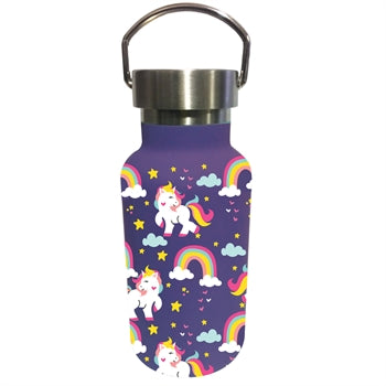 Children Double Wall Stainless Steel Bottle, 11 OZ, Unicorns and Rainbows